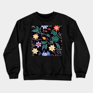 Ojibwe Floral Pattern | Native American Floral Design Black Crewneck Sweatshirt